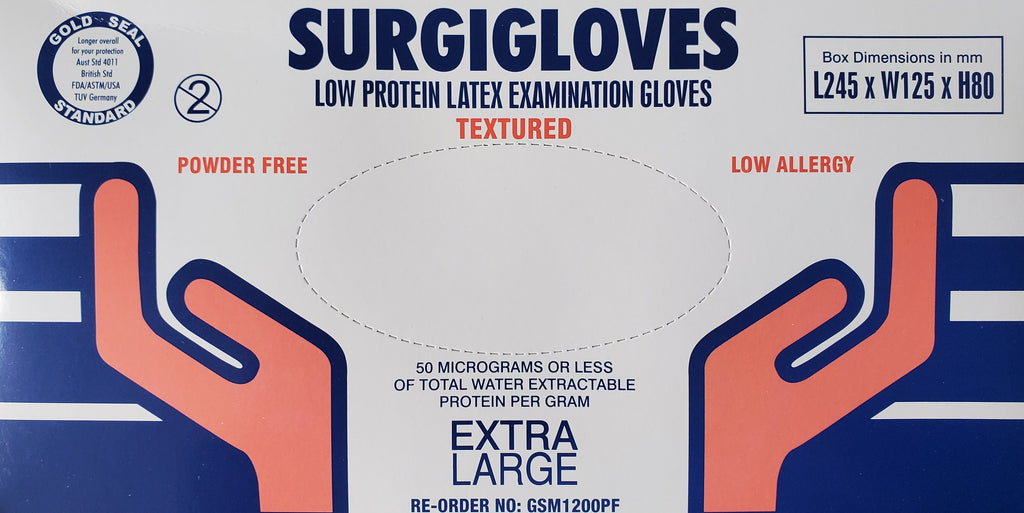 Surgiglove Latex Disposable Gloves Powder Free 100pcs - Extra Large