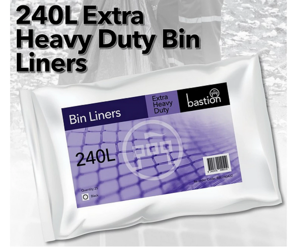 240 Litre Extra Heavy Duty Black Bin Liners