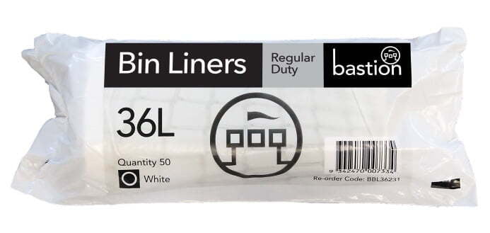 36 Litre Regular Duty White Bin Liners