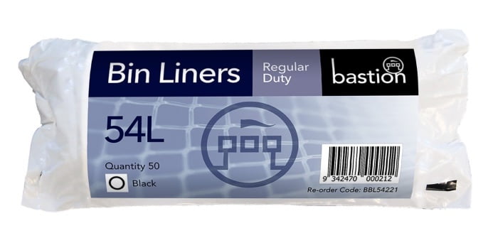 54 Litre Regular Duty Black Bin Liners