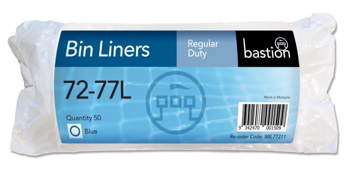 72-77 Litre Regular Duty Blue Bin Liners