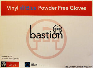 Bastion Large Vinyl Blue Gloves 100pcs Powder Free - EXP 01/24