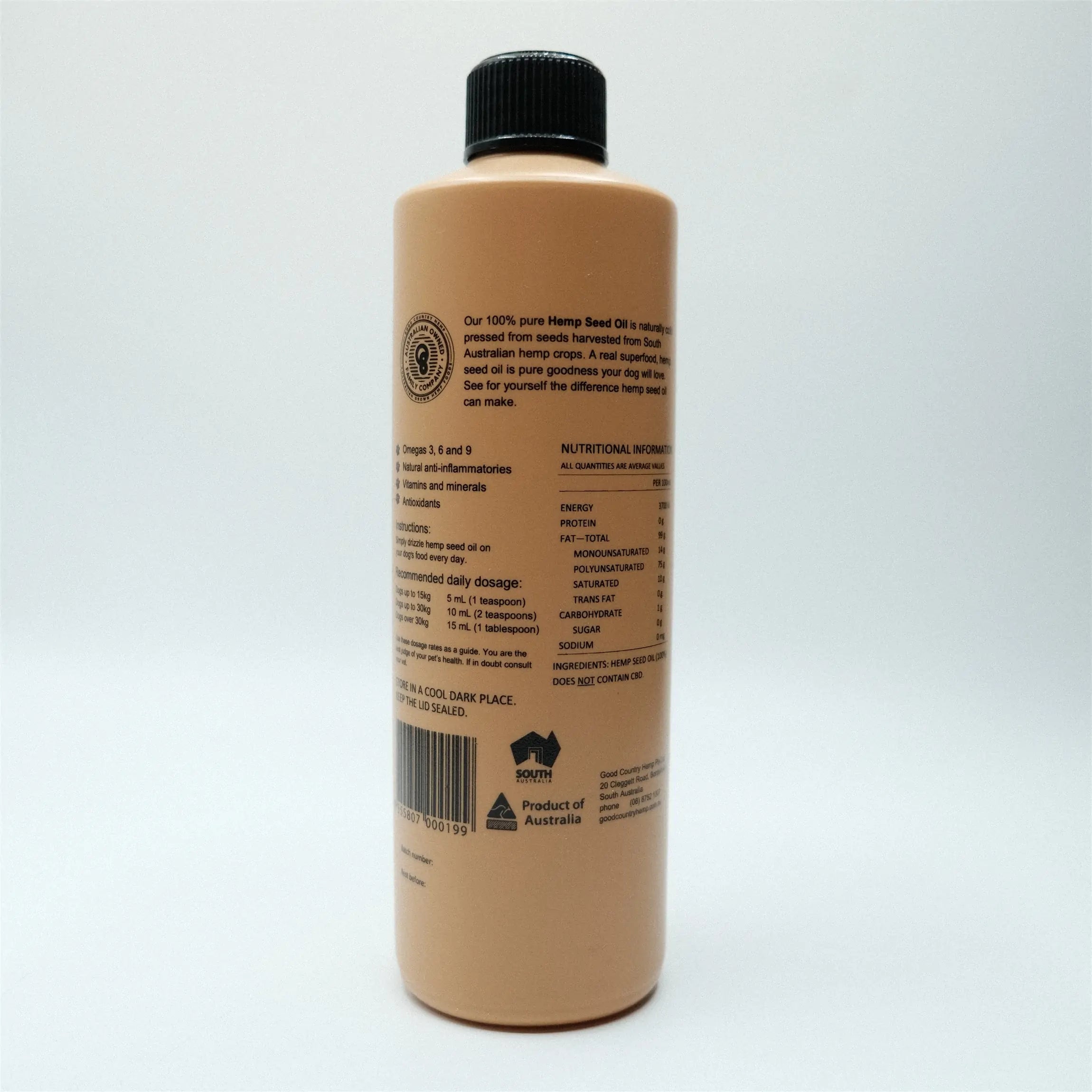 100% Raw Hemp Seed Oil for Pets 500ml