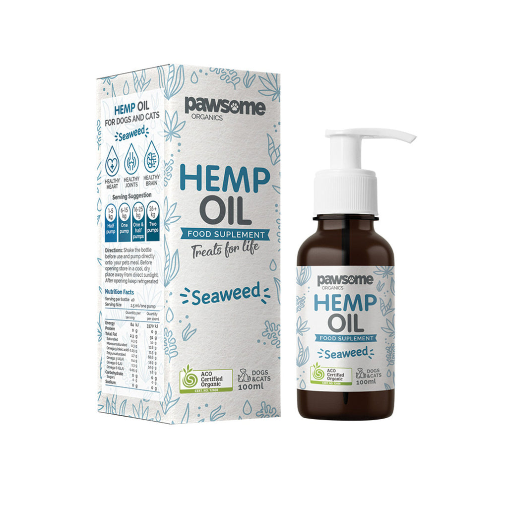 Pawsome Organics Organic Pet Hemp Oil Seaweed (For Dogs & Cats) 100ml