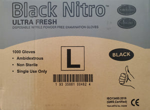 Ultra Fresh Nitrile Black Disposable Gloves 100pcs Latex & Powder Free