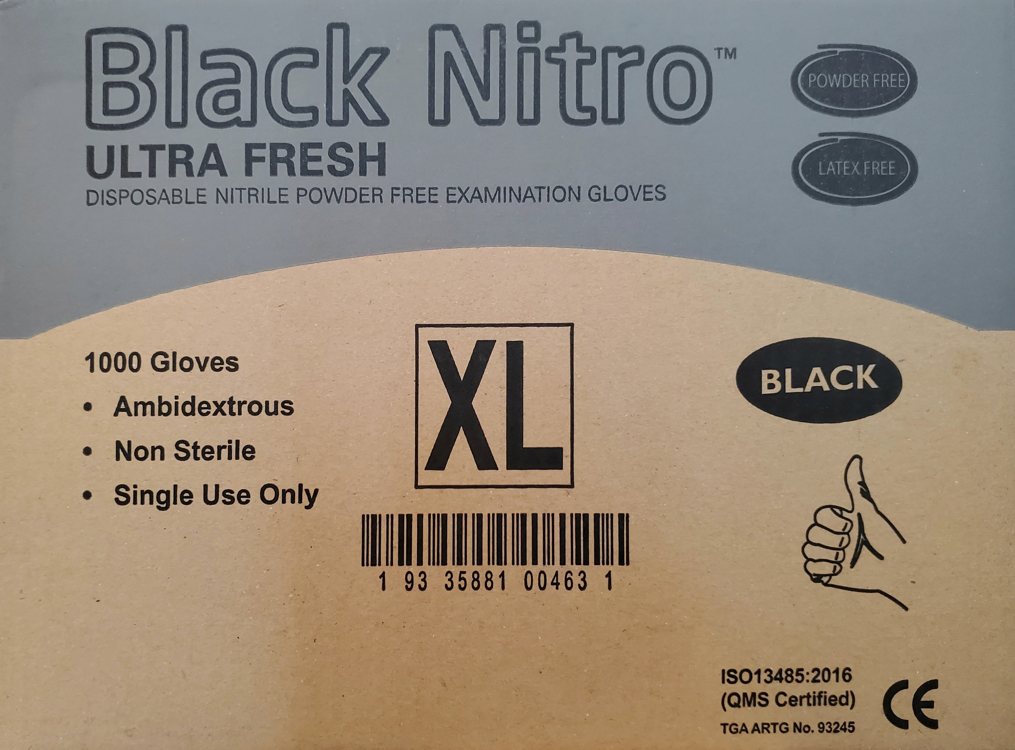 Ultra Fresh Nitrile Black Disposable Gloves 100pcs Latex & Powder Free