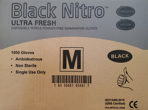 Ultra Fresh Nitrile Black Disposable Gloves 100pcs Latex & Powder Free