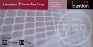 Bastion Polyethylene Disposable Clear Gloves 500pcs Latex & Powder Free