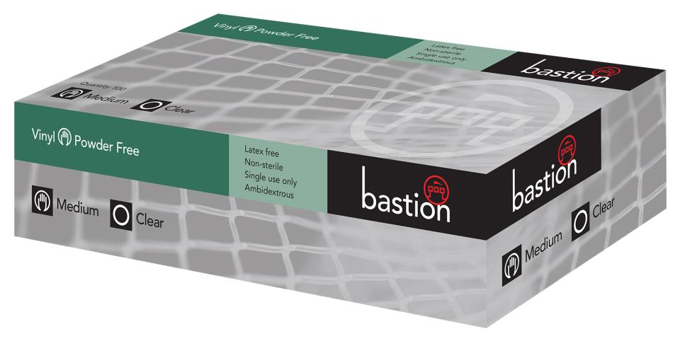 Bastion Disposable Vinyl Gloves 100pcs Powder Free