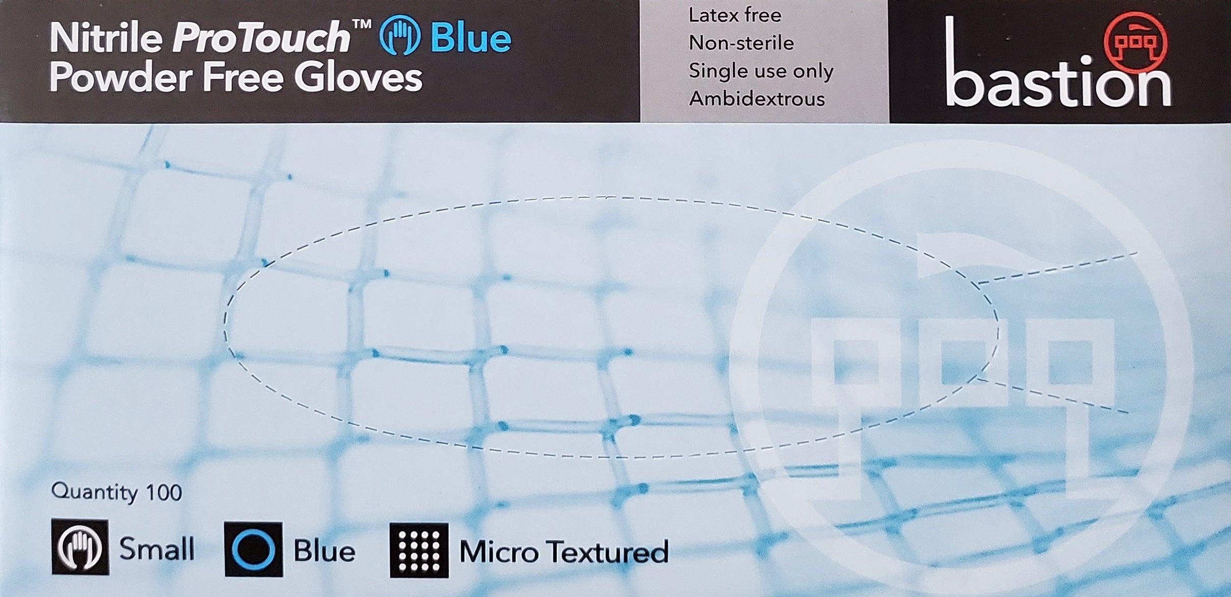 Bastion Nitrile ProTouch Blue Gloves 100pcs Latex & Powder Free