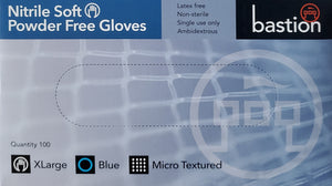 Bastion Nitrile Soft Blue Gloves 100pcs Latex & Powder Free