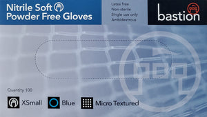 Bastion Nitrile Soft Blue Gloves 100pcs Latex & Powder Free