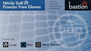 Bastion Nitrile Soft Blue Gloves 100pcs Latex & Powder Free