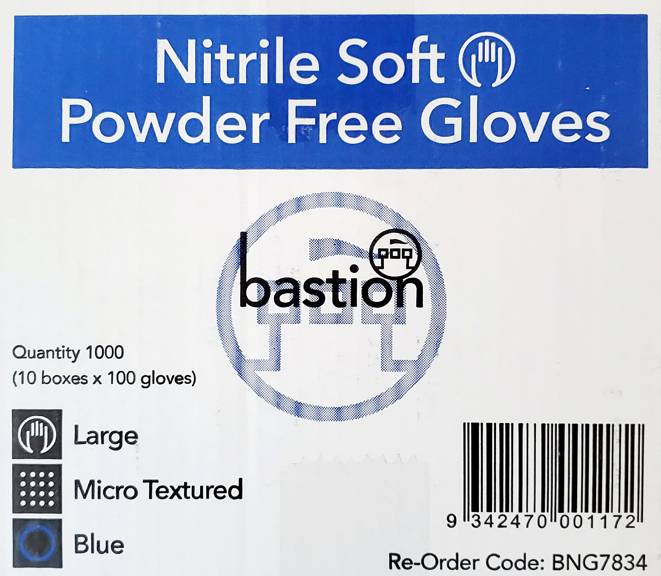 Bastion Nitrile Soft Blue Gloves 100pcs Latex & Powder Free