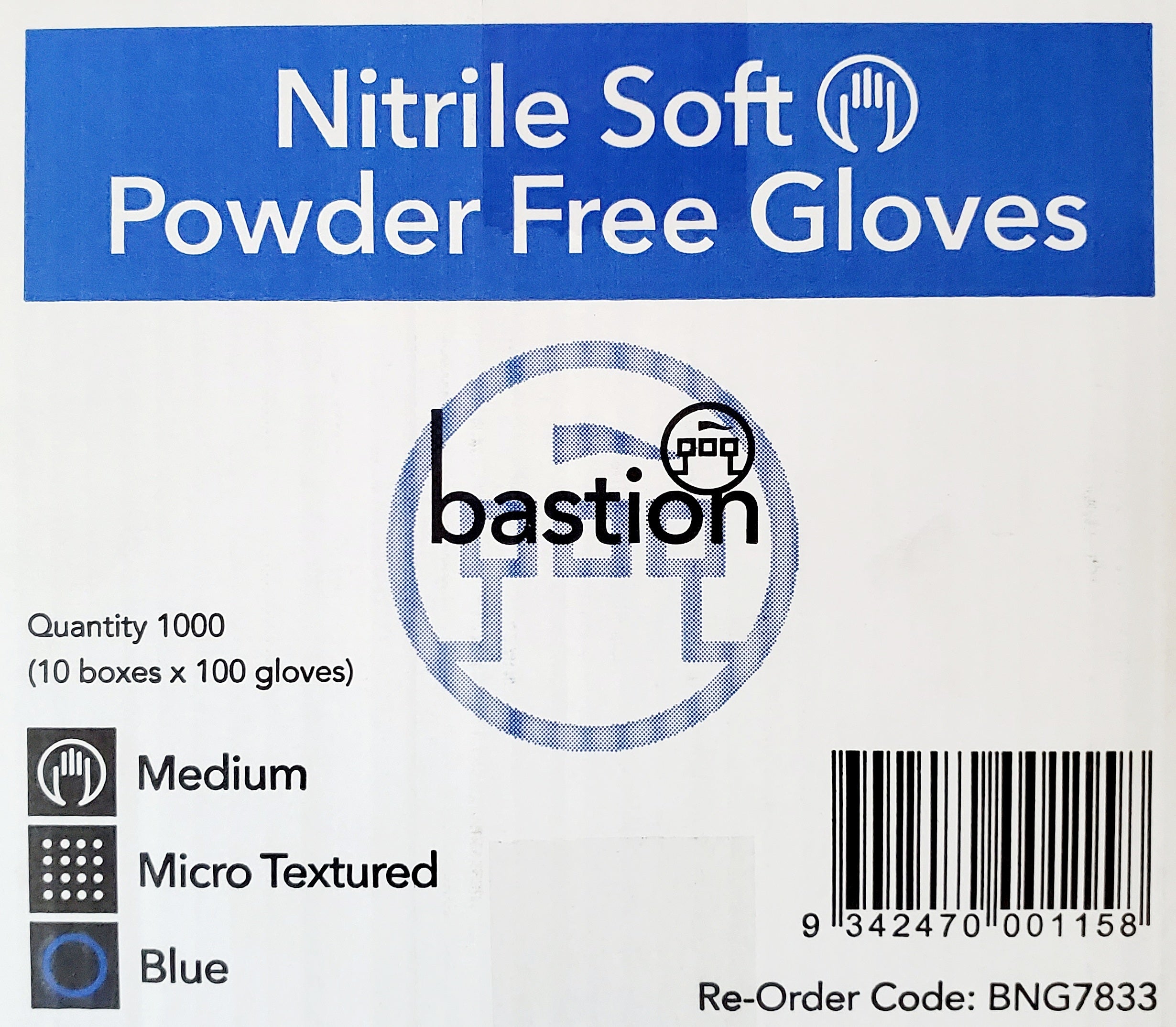 Bastion Nitrile Soft Blue Gloves 100pcs Latex & Powder Free