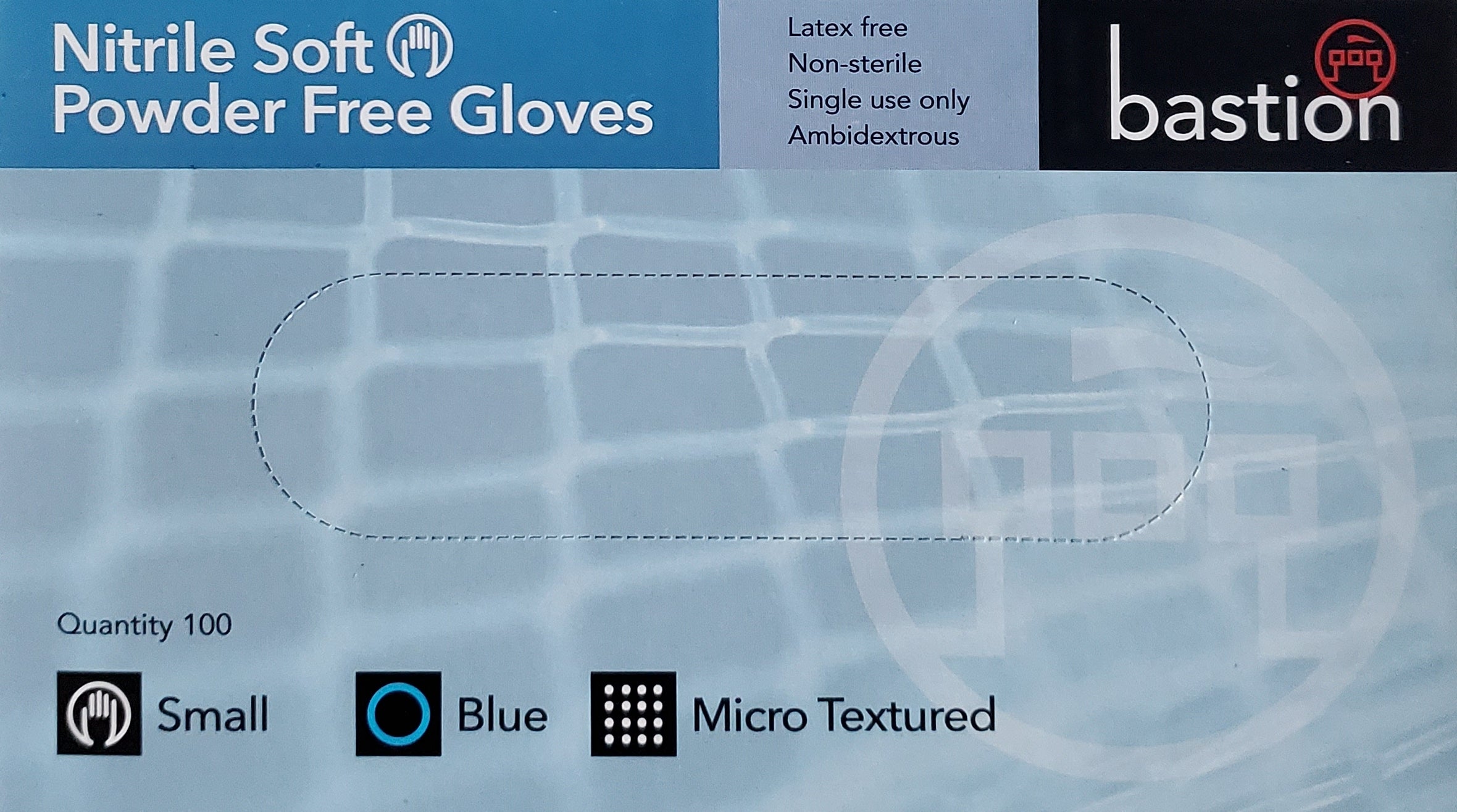 Bastion Nitrile Soft Blue Gloves 100pcs Latex & Powder Free