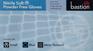 Bastion Nitrile Soft Blue Gloves 100pcs Latex & Powder Free