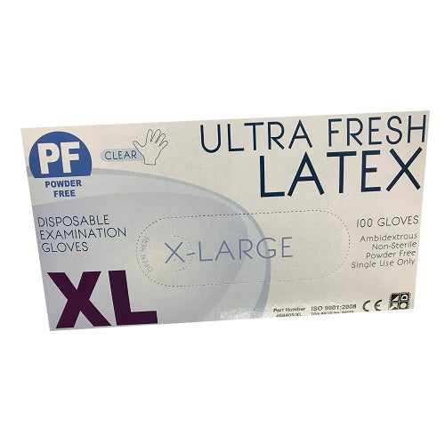 Ultra Fresh Latex Disposable Gloves 100pcs Powder Free