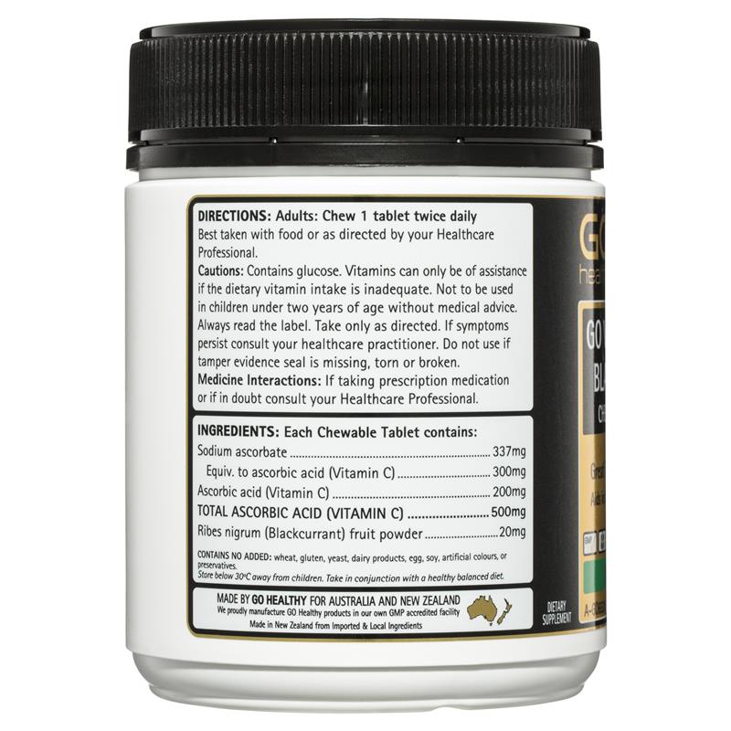 GO Healthy Vitamin C 500mg Blackcurrant 200 Chewable Tabs