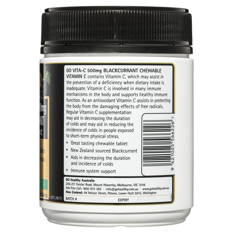 GO Healthy Vitamin C 500mg Blackcurrant 200 Chewable Tabs