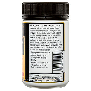 GO Healthy Calcium 1-A-Day Natural Source 60 Caps