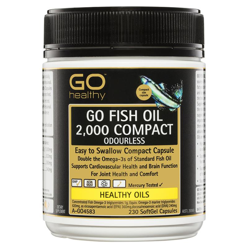 GO Healthy Fish Oil 2000mg Compact Odourless 230 SoftGel Caps