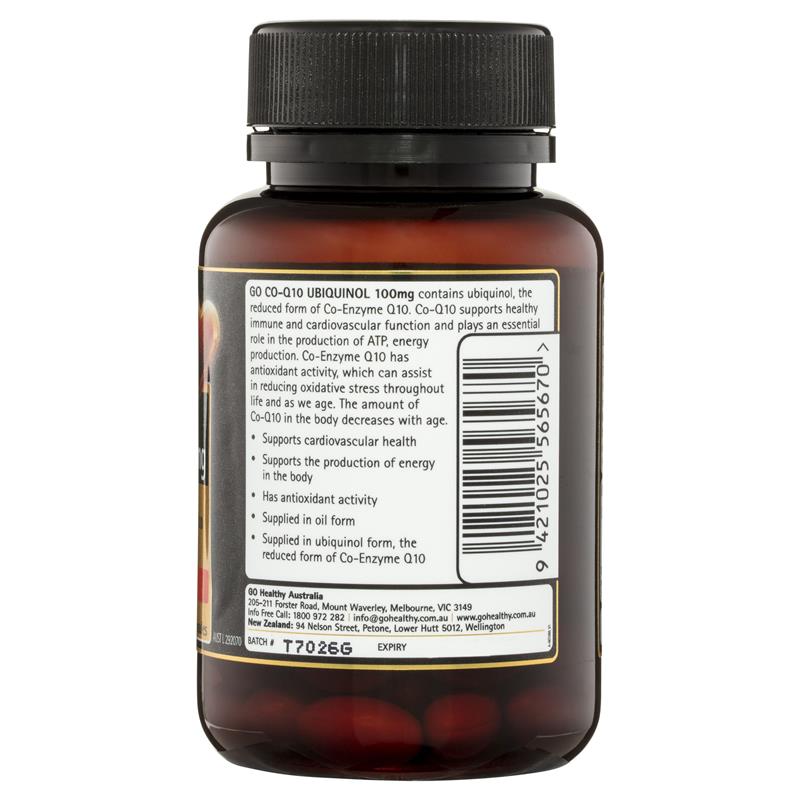 GO Healthy CO-Q10 Ubiquinol 100mg 60 SoftGel Caps