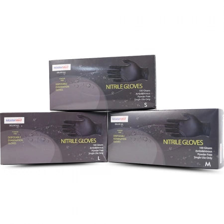 Mastermed Black Nitrile Gloves Deluxe 6g Powder Free 100pcs