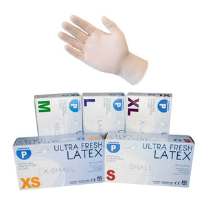 Ultra Fresh Disposable Latex Powdered Gloves Clear 100pcs