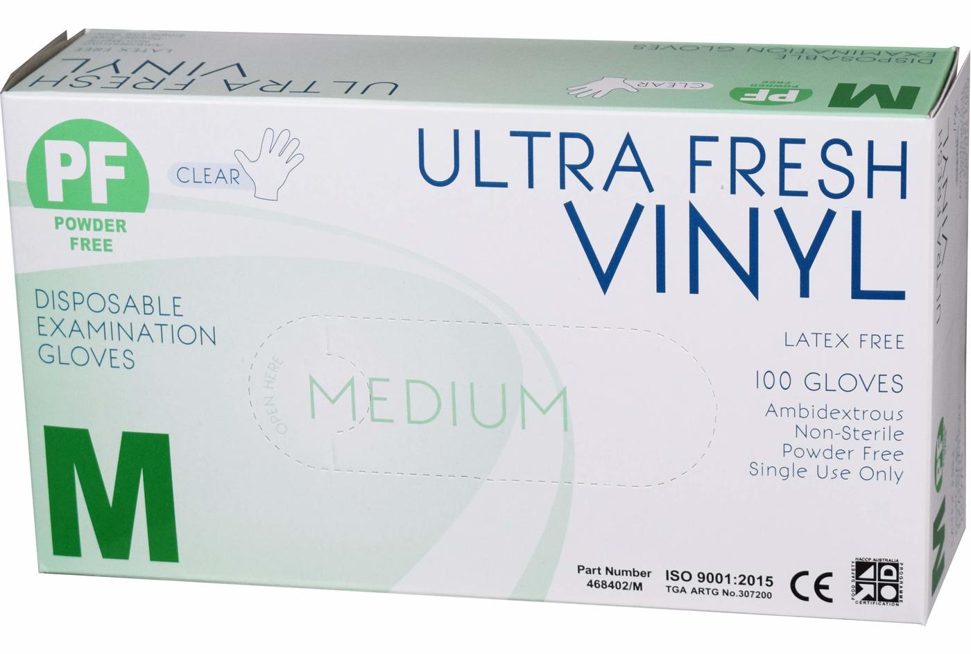 Ultra Fresh Disposable Vinyl Powder Free Gloves 100pcs