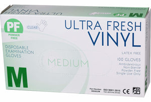 Ultra Fresh Disposable Vinyl Powder Free Gloves 100pcs