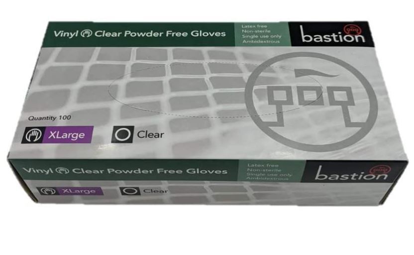 Bastion Disposable Vinyl Gloves 100pcs Powder Free