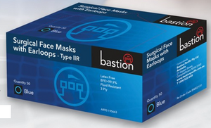 MorpheAUS - Bastion Surgical Face Masks Type IIR - Earloops - 50pcs - Blue - TGA Approved-ARTG No. 195663 - 3Ply - BFE>99% - Level 3 - Latex Free - Fluid Resistant 160mmHg - HACCP Certification 