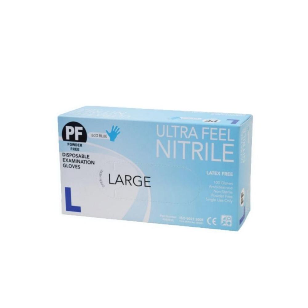 Ultra Feel Nitrile Blue Disposable Gloves 100pcs Latex & Powder Free